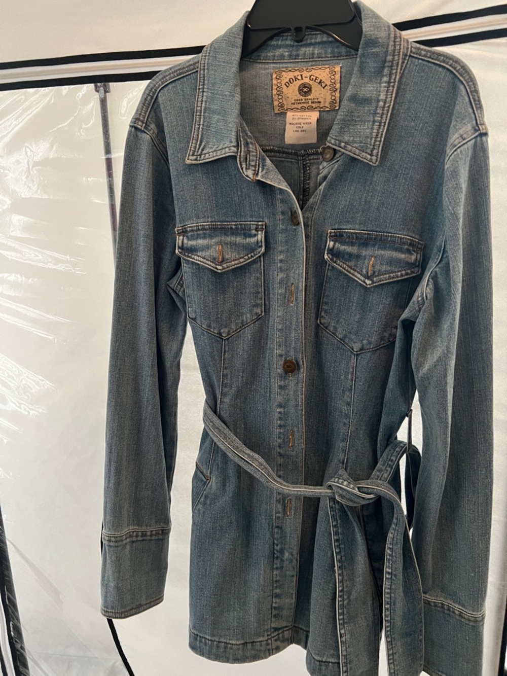 Light Wash Denim Jacket with Belt
